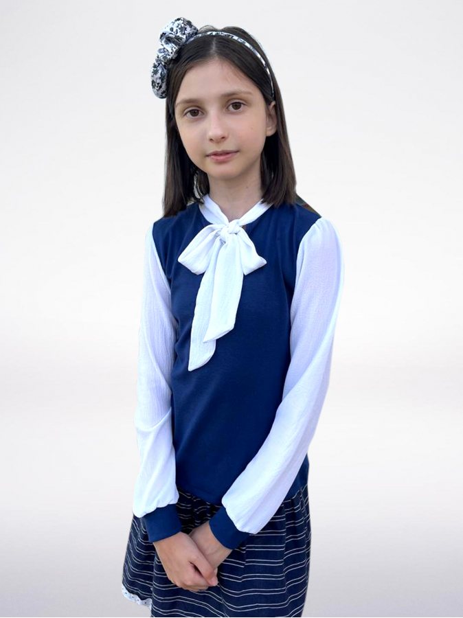 Синий школьный джемпер(блузка) для девочки