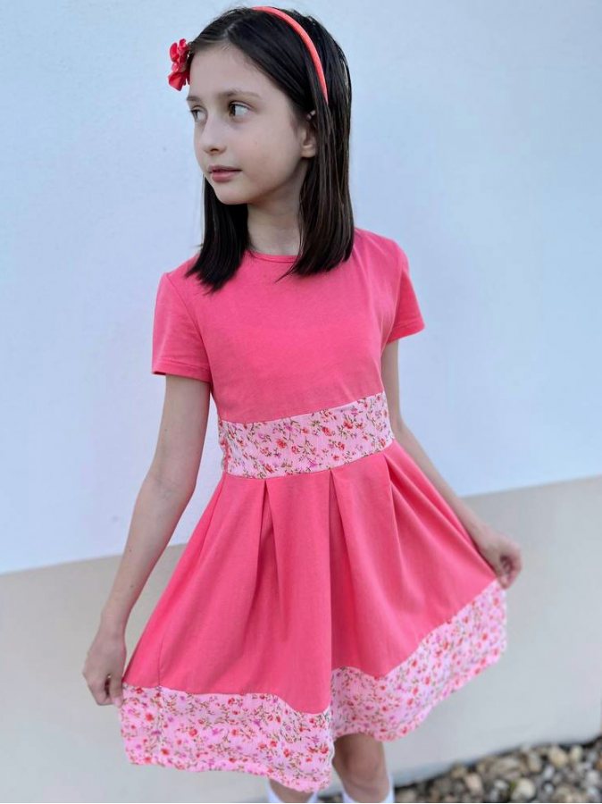 Коралловое платье для девочки с шифоном