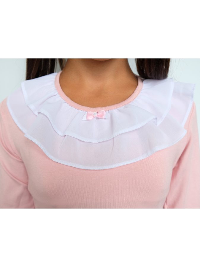 Розовый школьный джемпер (блузка) для девочки