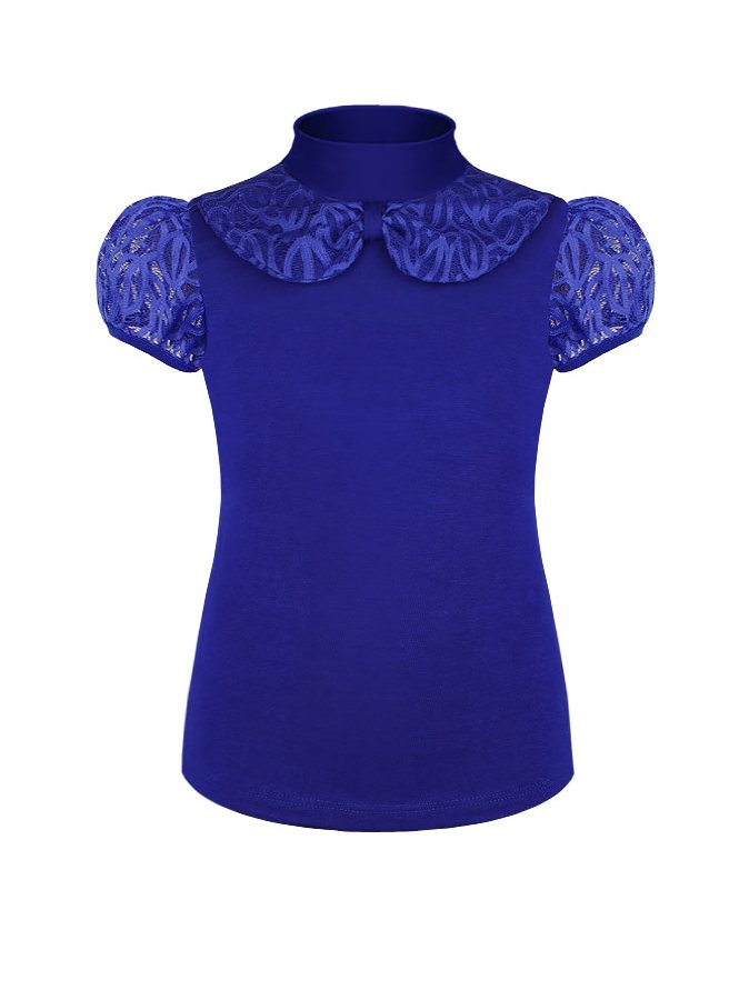 Синяя водолазка (блузка) с коротким рукавом для девочки