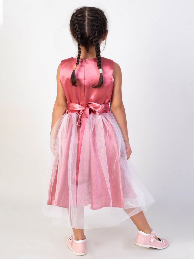 Нарядное платье с фатином для девочки, цвет терракотовый