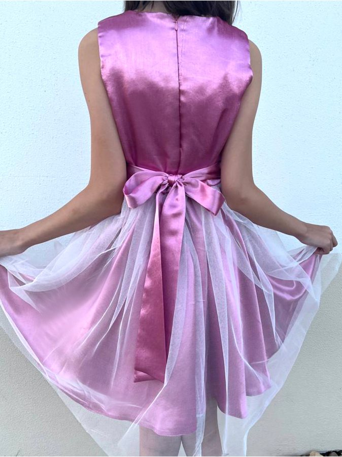 Нарядное платье с фатином для девочки, розовый