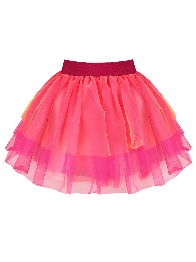 Нарядная розовая юбка из сетки для девочки