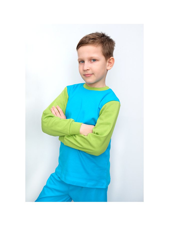 Комплект(пижама) для мальчика синего цвета из свитшота и брюк