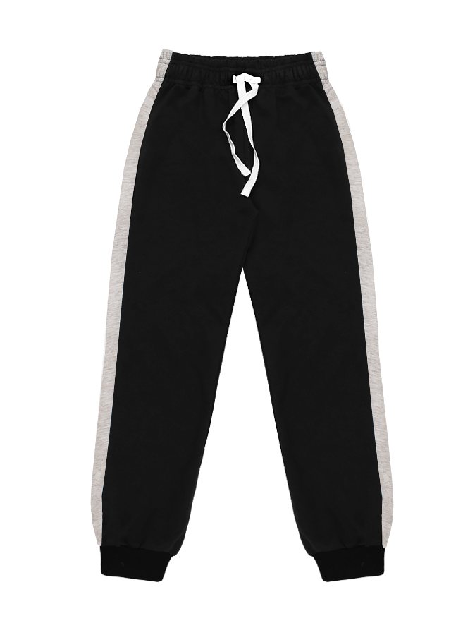 Спортивные брюки для мальчика чёрного цвета с лампасами
